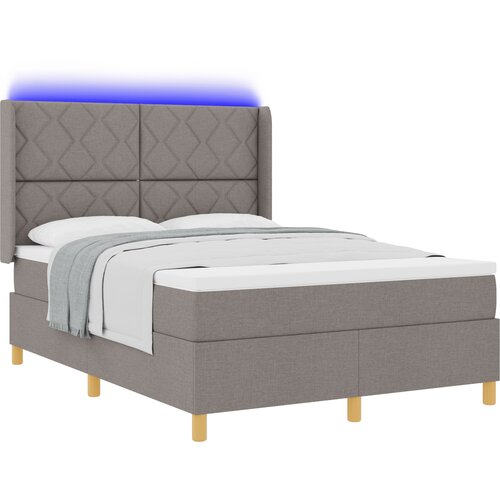 vidaXL Postelja s pomičnim dnom in vzmetnico & LED Taupe 140x190 cm Tkanina, (22049648) Cene