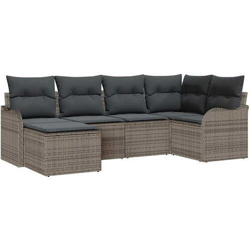  Sjedeća garnitura za vrt 6 kom. Siva poliratan 232.5 x 122.5 x 69 cm Slike