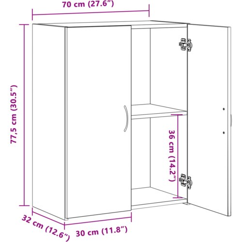 VidaXL Uredski Ormar Crni Hrast 60x32x77.5 cm Konstruirano Drvo Slike
