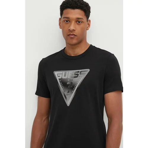 Guess Bombažna kratka majica FURIO moška, črna barva, Z4YI12.I3Z14