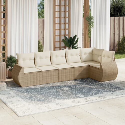  6-dijelni set vrtnih sofa s jastucima bež od poliratana 71 x 62 x 69 cm Cijene