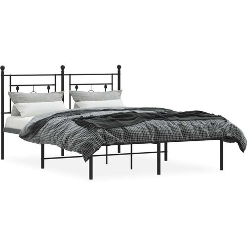 VidaXL Metalni okvir za krevet s uzglavljem crni 140x200 cm Slike