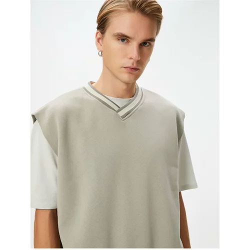 Koton Oversize Sweatshirt V-Neck Short Sleeve