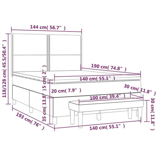 vidaXL Krevet s oprugama i madracem krem 140 x 190 cm od tkanine Cijene