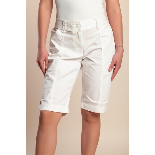 Fenzy Plus Size Bombažne Bermuda Hlače, Krem Cene