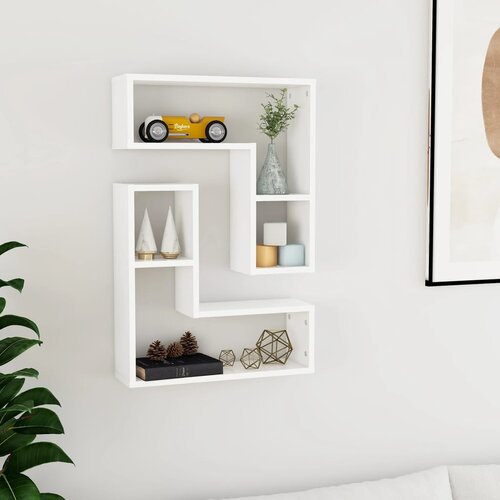  Zidne police 2 kom bijele 50 x 15 x 50 cm konstruirano drvo Slike