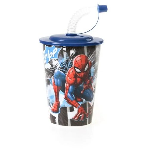 Tubule, čaša sa cevčicom, plastična, Spider-Man, 450ml ( 326826 ) Slike