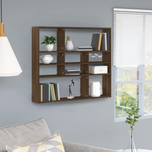 vidaXL Zidna polica boja smeđeg hrasta 90x16x78 cm konstruirano drvo Cijene