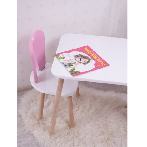 Hanah home Set dječji stol i stolica Zeko, bijelo-roze Cene