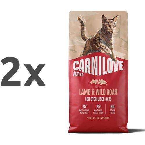 Carnilove Cat Active Adult Sterilised, briketi - jagnjetina in divji pra&scaron;ič 2 x 6 kg Cene