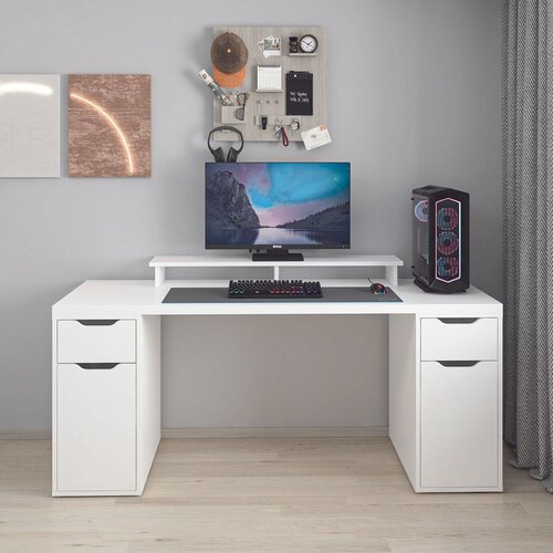 Hanah home radni sto Alen 180cm 2 Drawer 2 Cabinet, 180 cm, beli Cene
