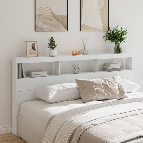 The Living Store Omarica za vzglavje postelje LED bela 200x17x102 cm - Omarica Za Vzglavje Postelje, (21484832) Cene