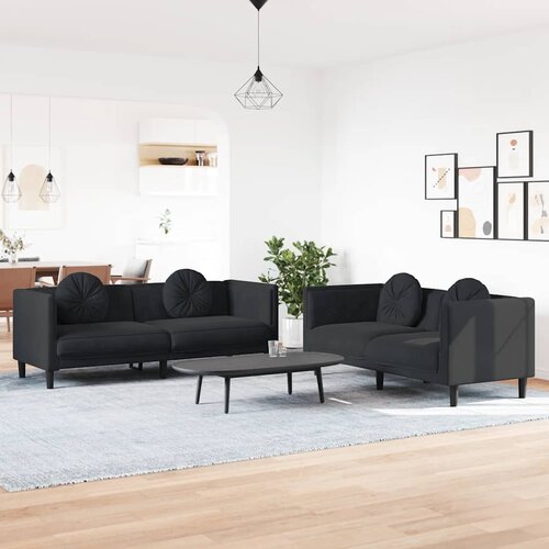  2-dijelni set sofa s jastucima crni bar&scaron;unasti Cijene