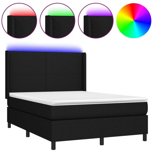 Maison Chic Box spring postelja - Vzmetna postelja z vzmetnico LED črna 140x190 cm blago SL21914, (21892562) Cene