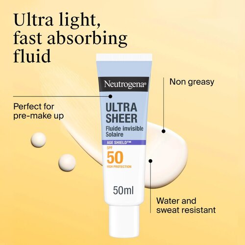 Neutrogena Ultra Sheer Age Shield fluid ultra light SPF 50 50 ml Slike