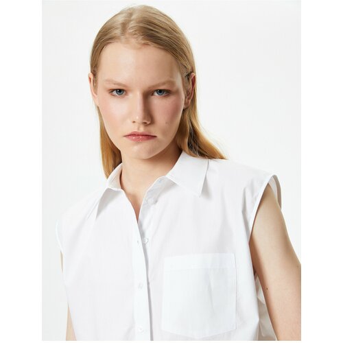 Koton Crop Shirt Short Sleeve Buttoned Pocket Detail Cotton Slike