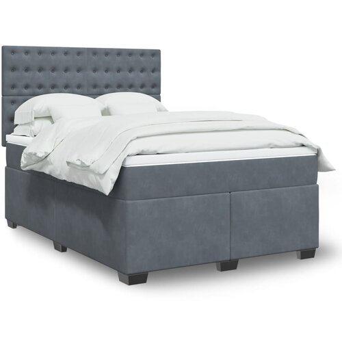 VidaXL Box spring postelja z vzmetnico temno siva 160x200 cm žamet Slike