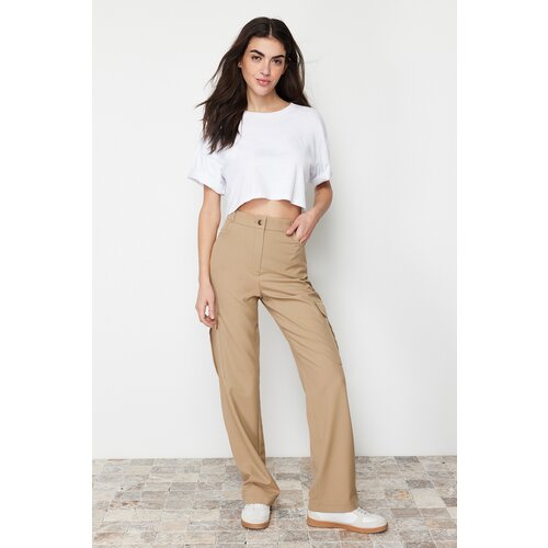 Trendyol Mink Straight/Straight Cut Woven Trousers with Cargo Pocket Slike