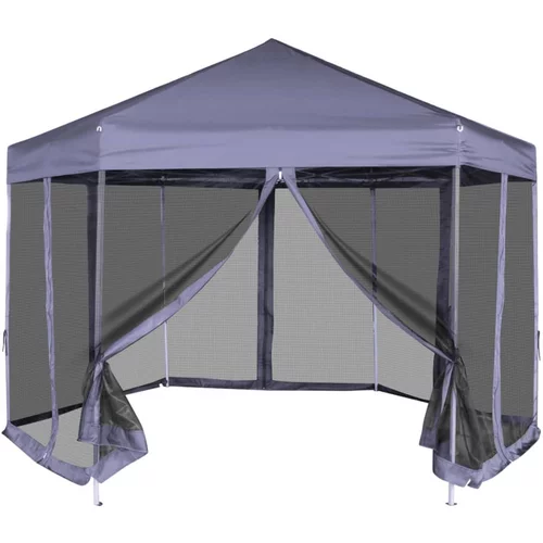  Šestkoten Pop-Up šotor s 6 stranicami temno moder 3,6x3,1 m