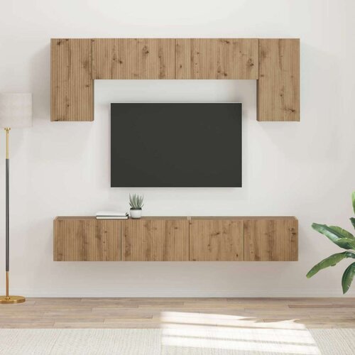  Komplet TV omaric 5 pcs Bela Konstruiran les - - Bela - 79.51 - 98 x 31 x 29,5 cm - 2025-vidaXL-Uvoz_2 Cene