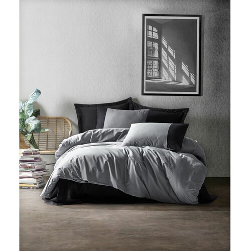Posteljina Ranforce posteljina (135 x 200) Plain Grey Black Slike