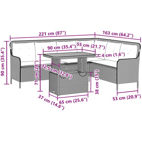  2-dijelna vrtna garnitura od poliratana s jastucima crna 90 x 55 x 40/71 cm Slike
