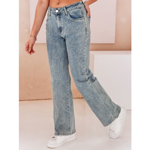 DStreet Spodnie damskie jeansowe straight leg TANIALES niebieskie Slike
