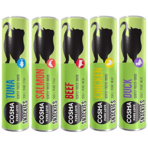 Cosma Snackies poskusni miks 76 g, 5 sort (piščanec, tuna, raca, losos in govedina) Cene