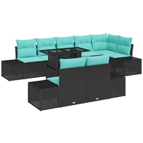 vidaXL Vrtna sedežna garnitura s shranjevanjem 9 pcs Črna Poly ratan, (5000144861) Cene