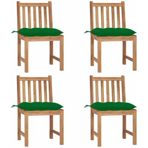  Vrtne stolice s jastucima 4 kom od masivne tikovine