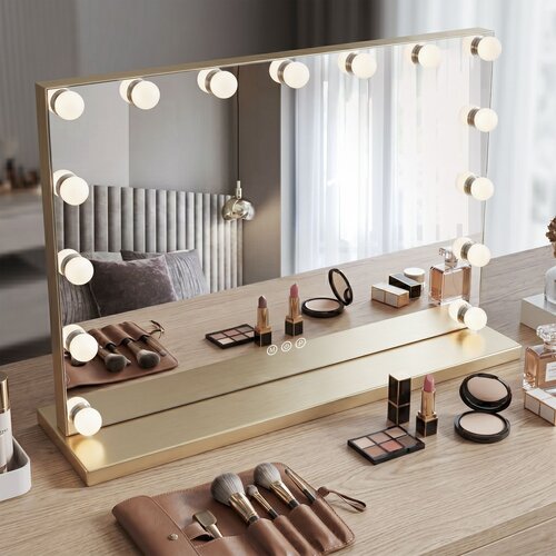 Rea Stensko ogledalo LED HOLLYWOOD L.Gold 80x60 Slike