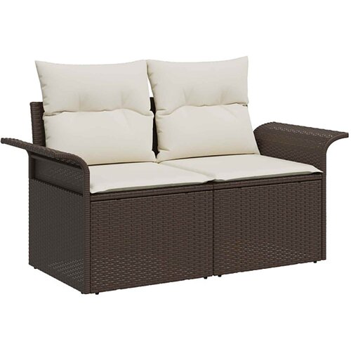  Set sofe 8 kom. Smeđa i krem bijela Poli Rattan i čelik Slike