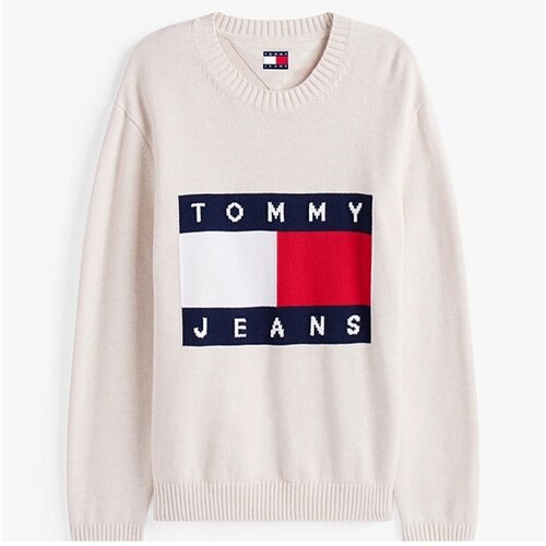 Tommy Jeans Puloverji TJM REG MELANGE FLAG SWE Bela Slike