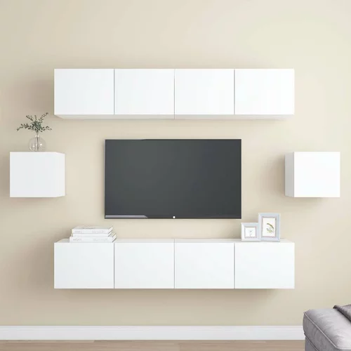  Komplet TV omaric 6-delni bela iverna plošča, (20731920)