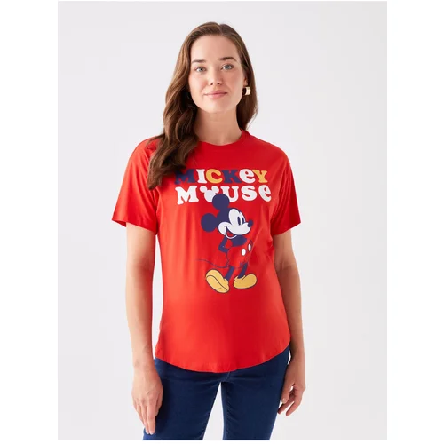 LC Waikiki Crew Neck Mickey Mouse Printed Short Sleeve Maternity T-Shirt