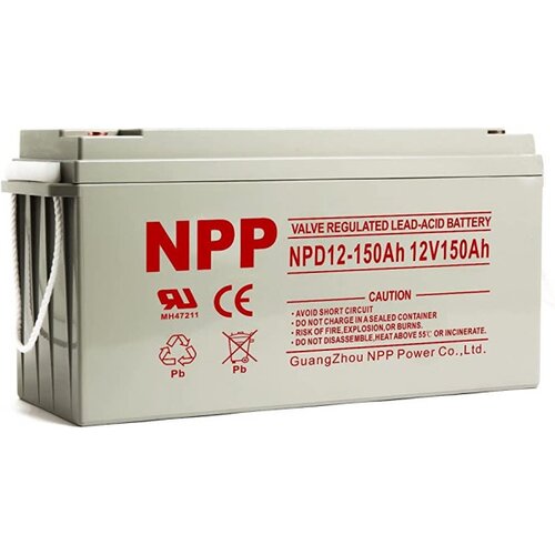 NPP NPG12V-150Ah, gel battery, C20=150AH, T16, 485*172*240*240, 38,5KG, light grey Slike