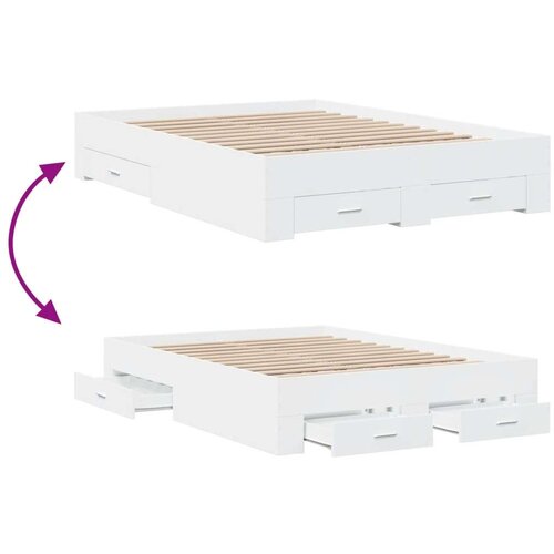 VidaXL Okvir za krevet s ladicama bijela 120x200 cm konstruirano drvo Slike