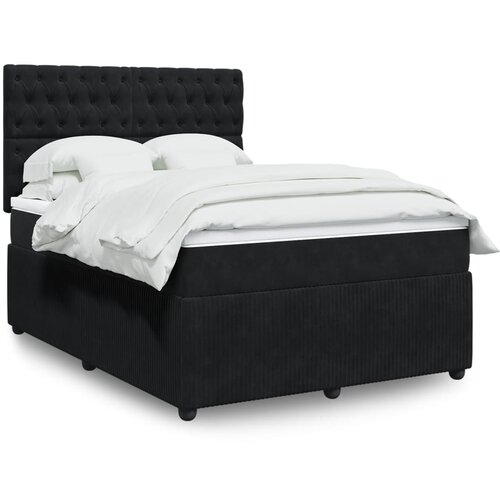 vidaXL Box spring postelja z vzmetnico črna 140x200 cm žamet Cene