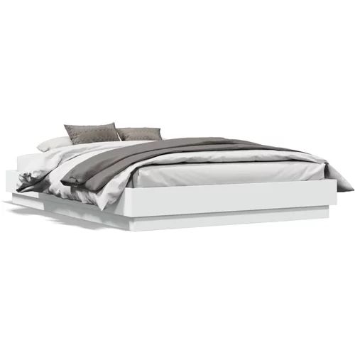vidaXL Okvir kreveta s LED svjetlima bijeli 135 x 190 cm