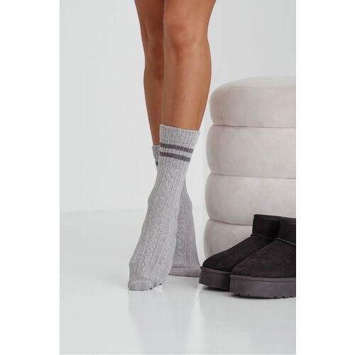 Milena Women's Braided Socks With Straps Gray Cijene