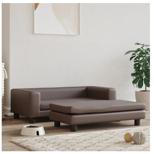 VidaXL Krevet za pse s produžetkom smeđi 100 x 50 x 30 cm umjetna koža Slike