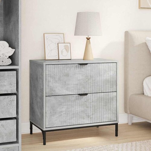 vidaXL Nočna omarica Betonsko siva 63.5 x 36 x 61 cm Konstruiran les Cene