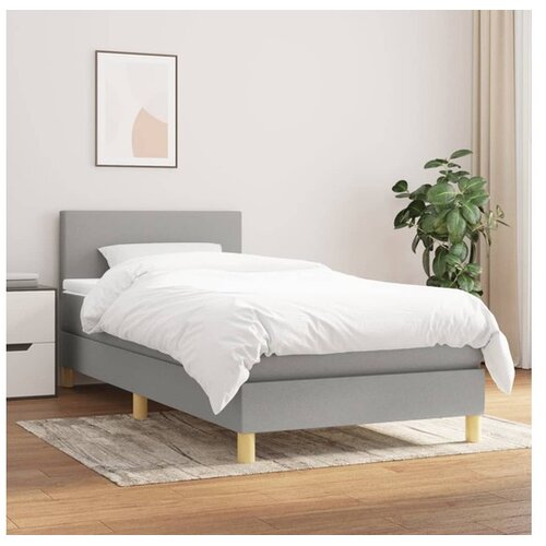  Box spring postelja z vzmetnico svetlo siva 80x200 cm blago Cene