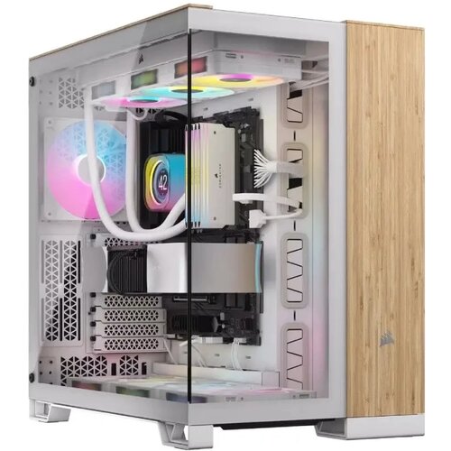 Corsair Gaming kucište 6500X, Mid-Tower, 2 komore, kaljeno staklo, bez napajanja, Bela - bambus drvo Cene