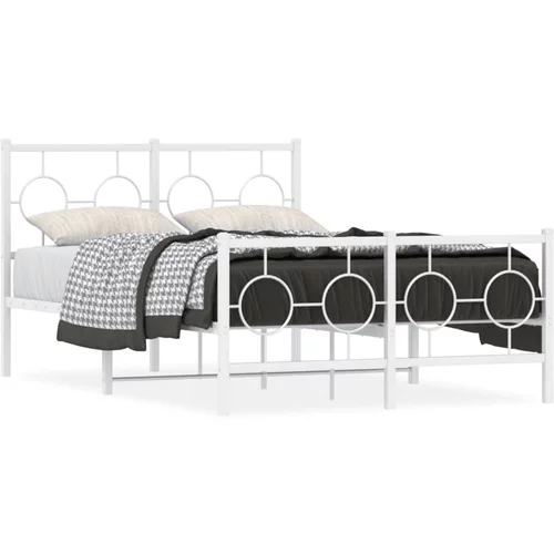 Metalni okvir kreveta uzglavlje i podnožje bijeli 120x190 cm