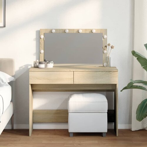 vidaXL Toaletna mizica z LED lučkami sonoma hrast 100x40x120 cm Cene