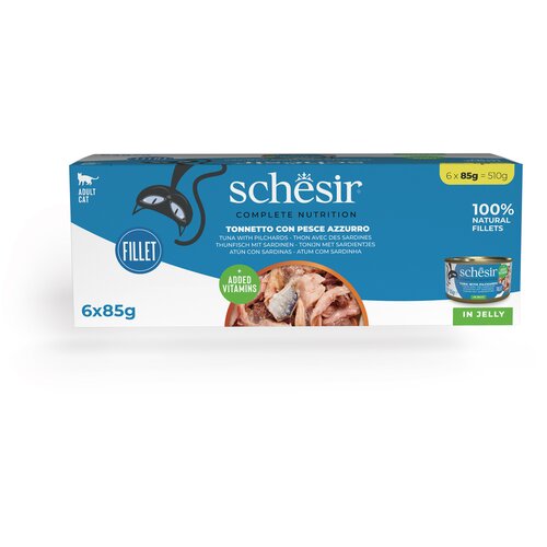 Schesir Complete Nutrition filet u želeu 6 x 85 g - Tuna sa srdelama Slike