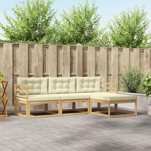  Set vanjskih sofa s jastukom 4 pcs Bijela i krem Poliester Cene