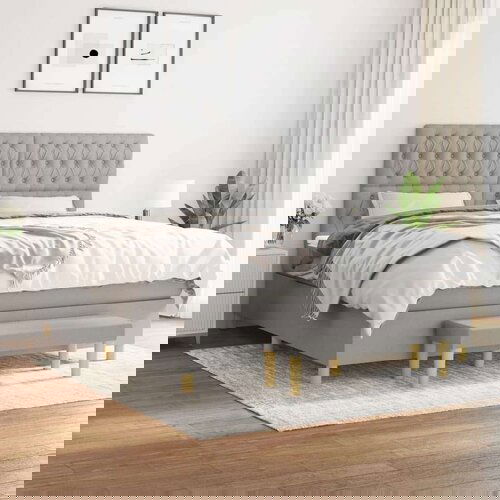  Box spring postelja z vzmetnico svetlo siva 180x200 cm blago, (20788965) Cene