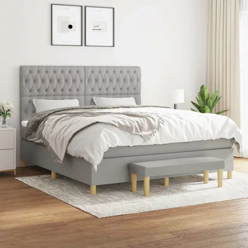  Box spring postelja z vzmetnico svetlo siva 180x200 cm blago, (20788965)